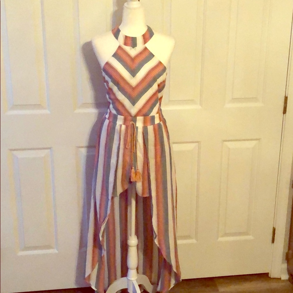 Linen Striped Maxi Romper